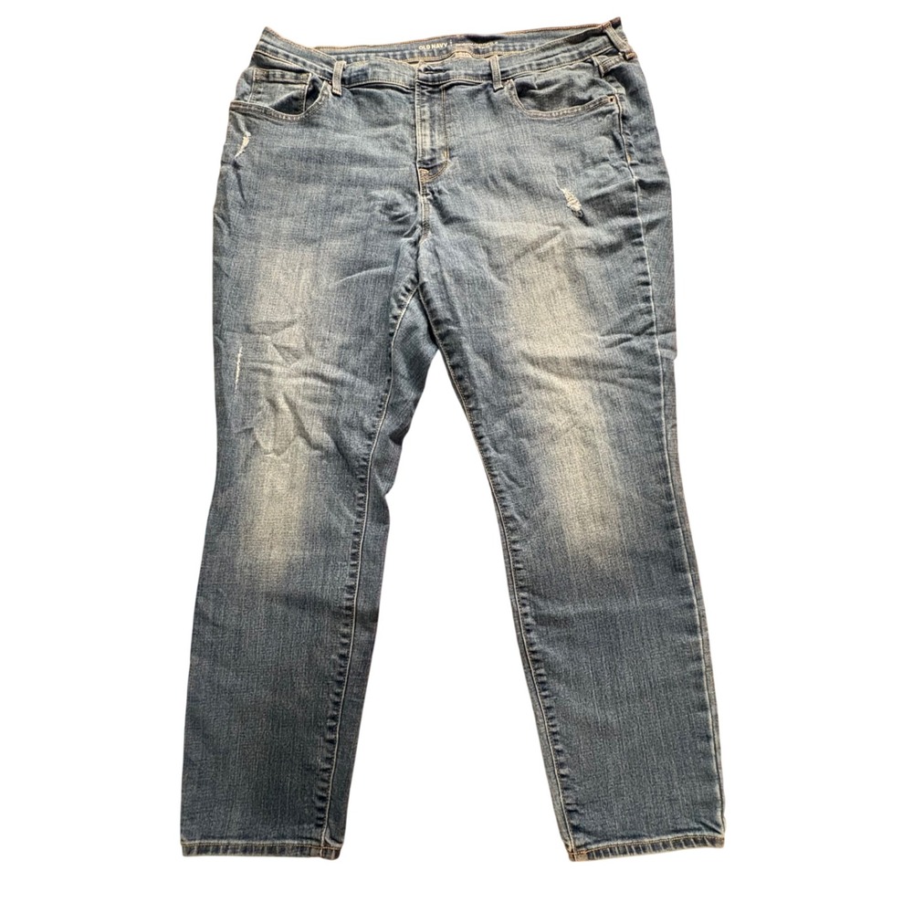 Old Navy Curvy Profile Mid-Rise Skinny Jeans Womens 16 Short Blue‎ Distressed